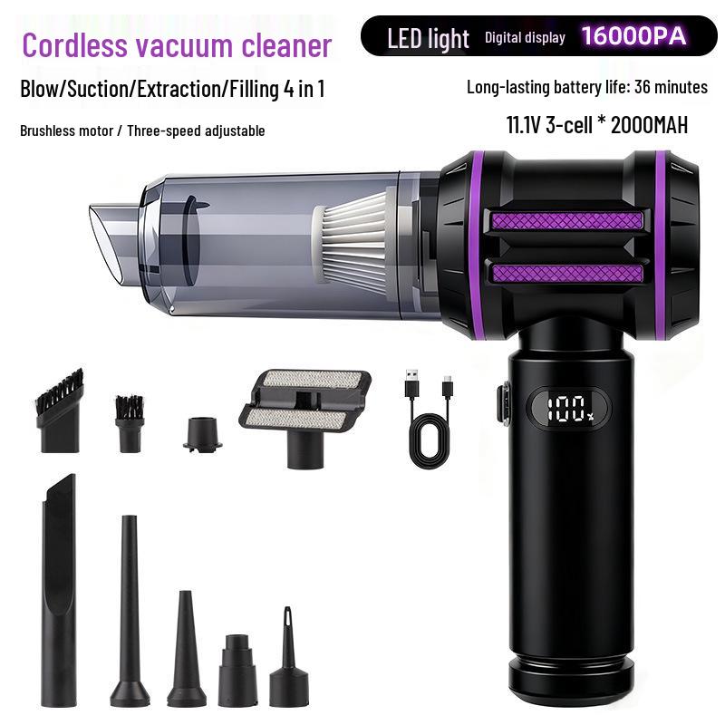 Three-Speed Wireless Car Vacuum Cleaner with High Suction and Power Display