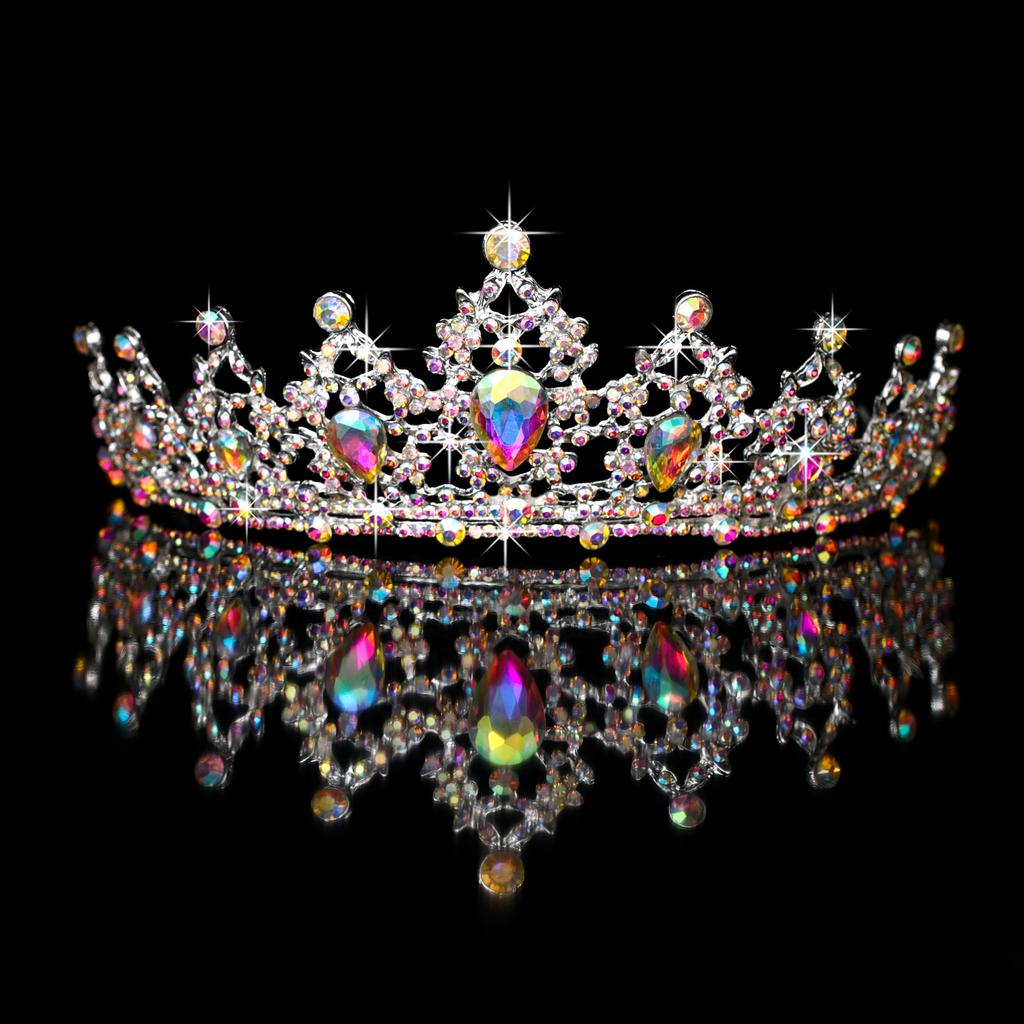 Bride Crown Big Rhinestone Pearl Queen Headdress Bridesmaid Head -Mounted Wedding Accessories Decoration