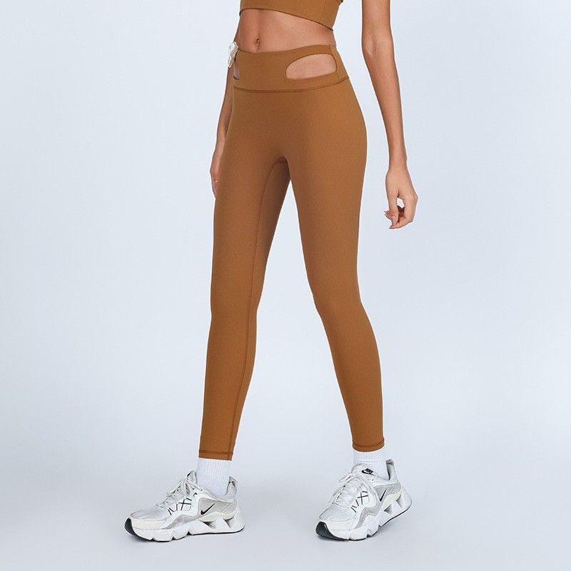 

Trade European and American Cross-Border New Yoga Trousers Body Flower Tight High Waist Hollow Belly Holding Buttock Lifting Fitness Sweat pants Sunset Yellow L