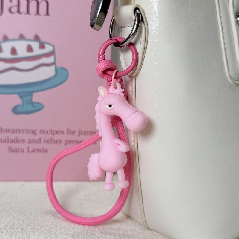 Cute Horse Silicone Keychain Stylish Lanyard Design Portable Key Ring Fun Cartoon Animal Bag Pendant Accessory 2026 Holiday Gift