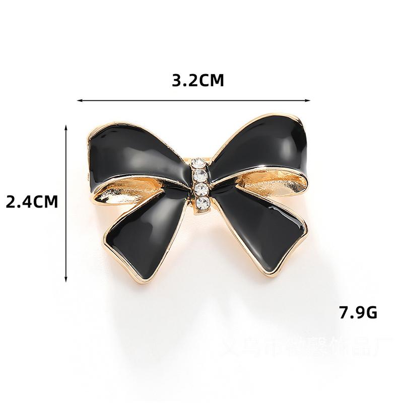 Broche Pequeno Fragrante Brilhante Laço Nó Contas Preto Broche Laço de Luto