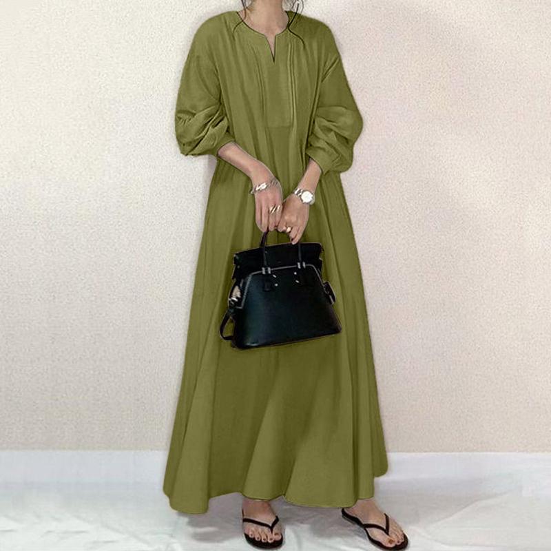 

ZANZEA Women V-Neck Loose Long Sleeve Casual Long Dress 5XL