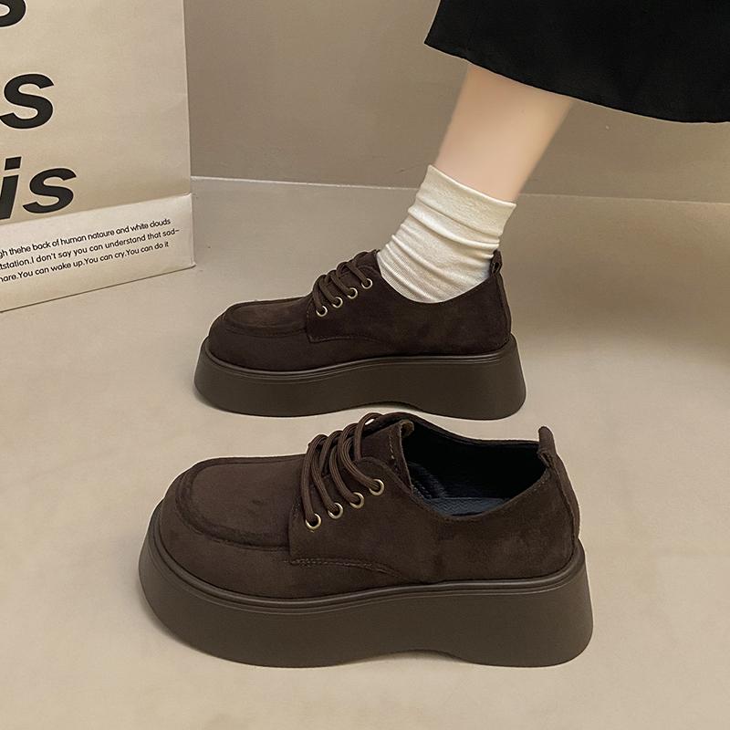 Mode CRLAYDK Retro Damen Plateau Slipper Vintage Lässig Wildleder Damen Arbeit Bequem Gehen Höhe Erhöhende Schuhe