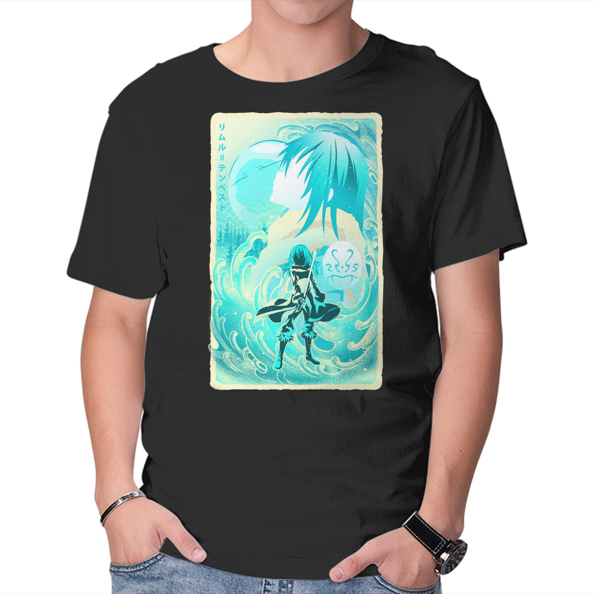 Unisex Crew Neck T-Shirt Great Wave Rimuru Graphic Short Sleeve Casual Tee XXXL