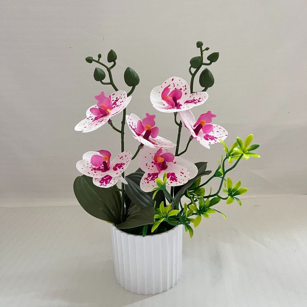 Plastic Butterfly Orchid Artificial Flower Fake Plant Flower Potted  Home Office Decoration