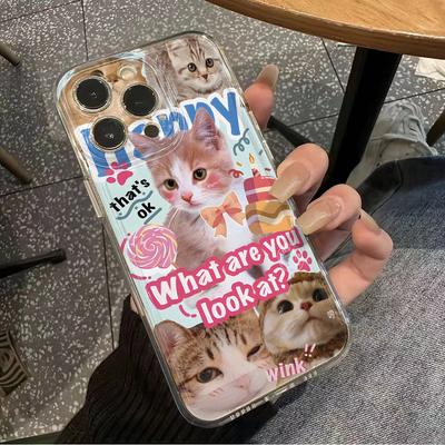 Cute Cat Comic Phone Case For IPhone 13 11 Case IPhone 15 17 13 12 14 16 Pro Max 16 Plus 17 Air Soft Silicone Shockproof Cover