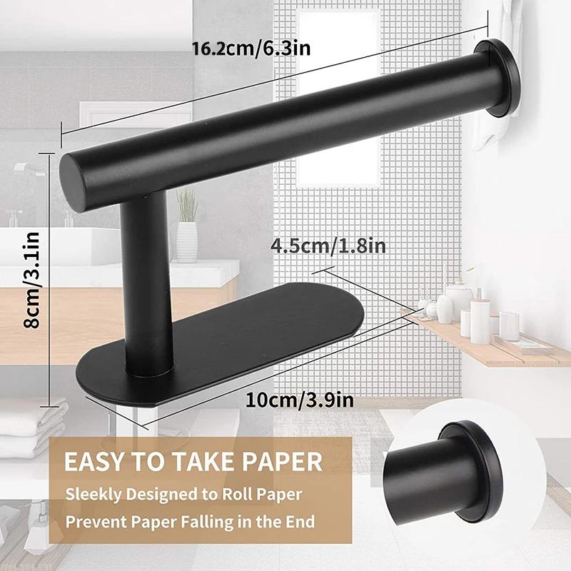 Adhesive Paper Towel Holder Toilet Roll Paper Holder Bathroom Punch-Free Roll Paper Holder Stainless Steel Black Gold Roll Rack