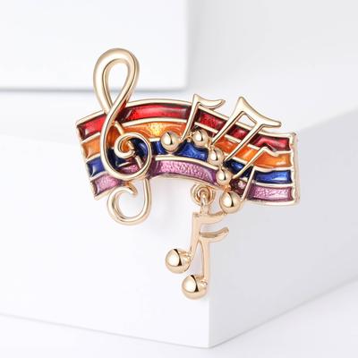 New Trendy Men's and Women's Suits Necklaces Simple Accessories Pins Alloy Drip Oil Jumping Notes Chest Flowers