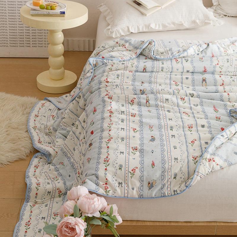 Class a Knitted Cotton Soybean Fiber Cartoon Ins Style Girl Heart Summer Cool Quilt Machine Washable