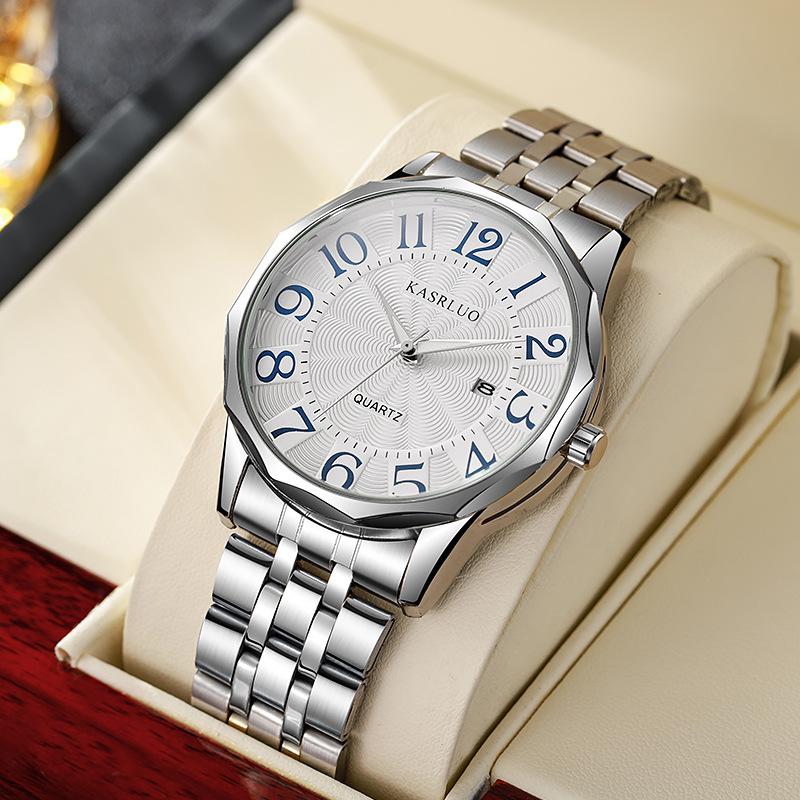 Casaro Elderly Men'S Watch Business Simple Fashion Calendar Steel Belt Waterproof Men'S Watch Exquisite Large Dial