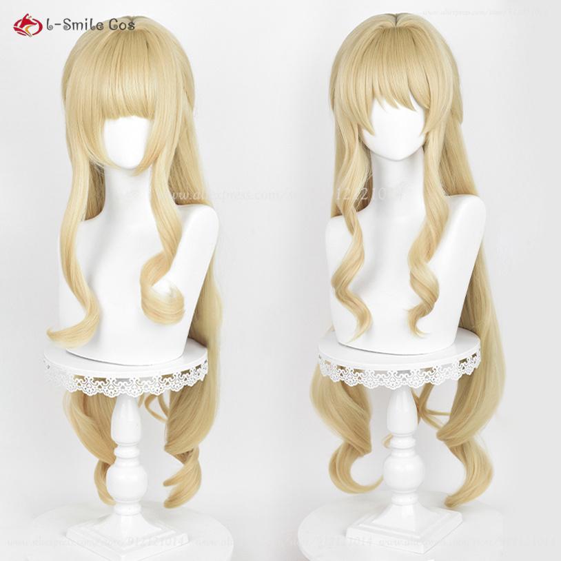 Fontaine Navia Cosplay Wig 95cm Linen Golden Cruly Wigs For Women Cosplay Anime Wig Heat Resistant Synthetic Hair Halloween