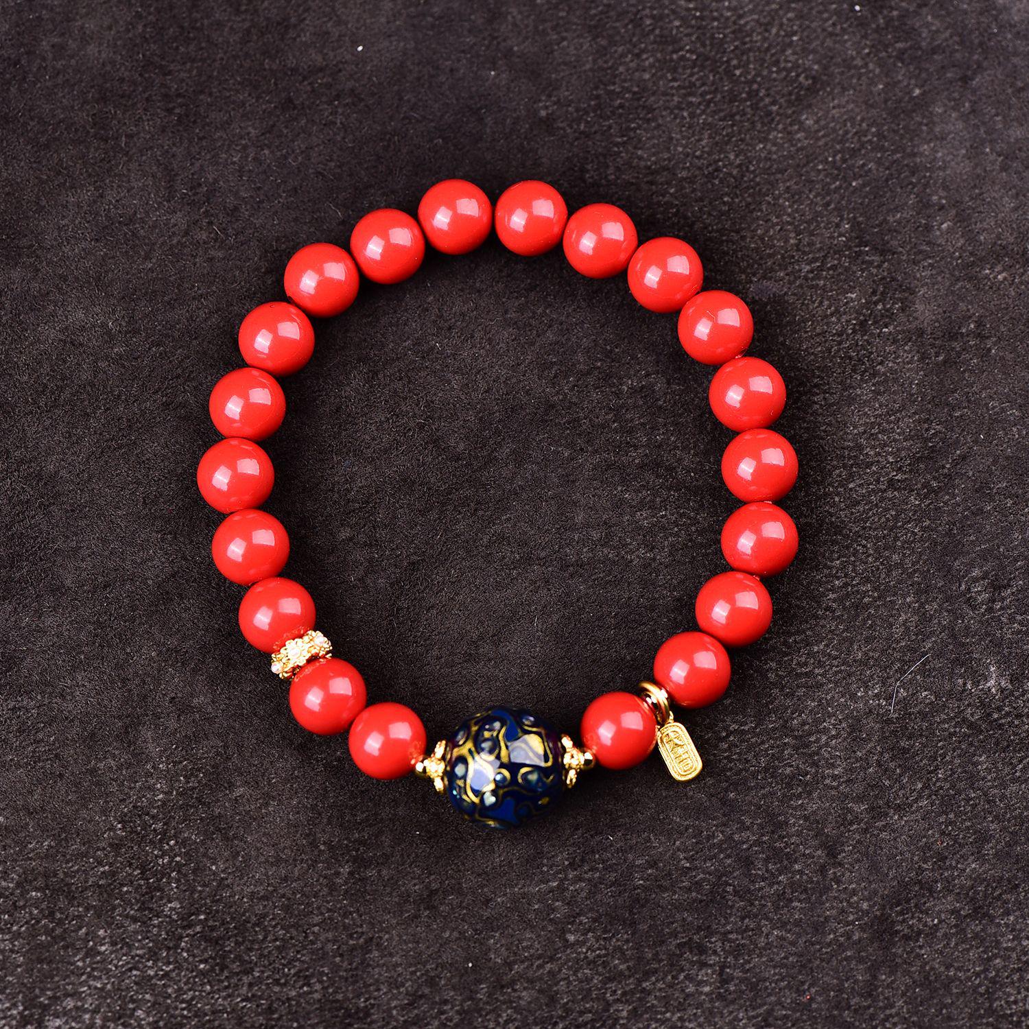 Cinnabar Water-Ground Lacquer Sand Bead Zodiac Bracelet High content authentic cinnabar (about 80%)