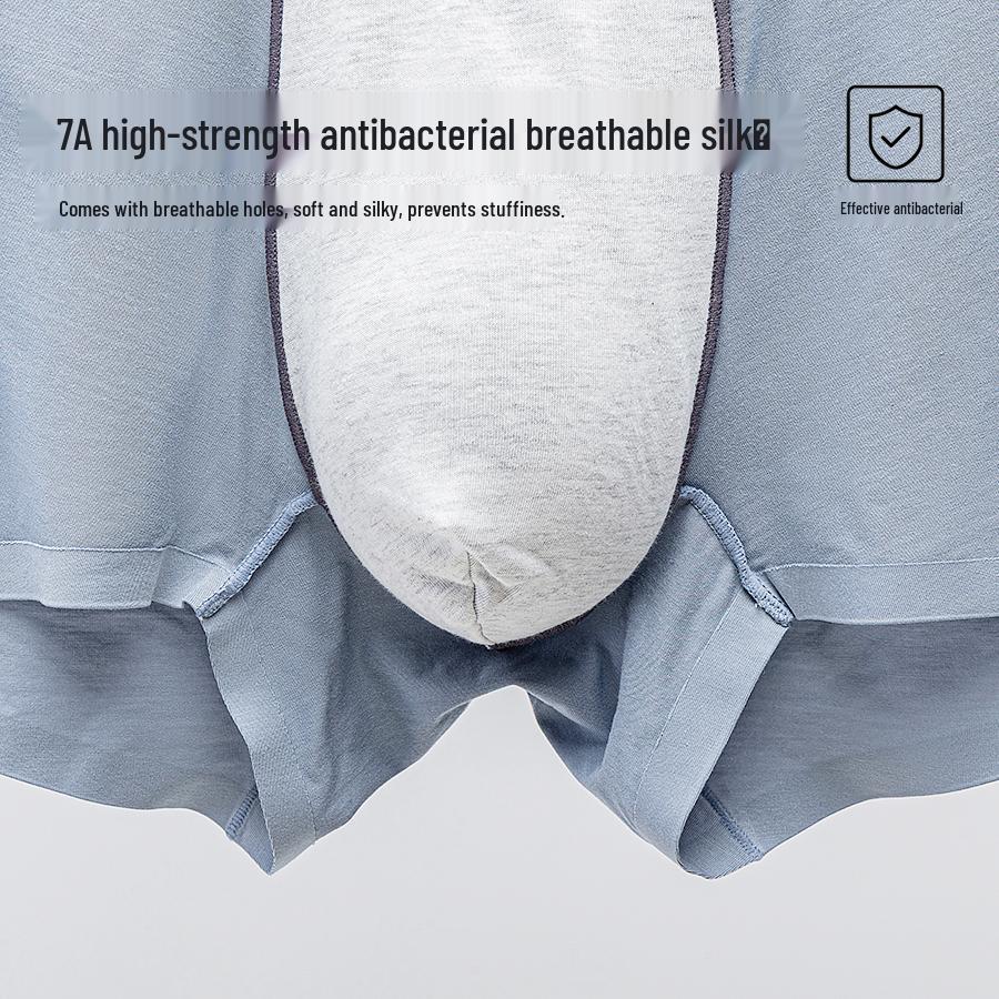 Lenzing Modal Men's Seamless Mid-Rise Boxer Briefs with Antibacterial Crotch, Skin-Friendly Fabric, One-Piece Design