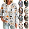 Women's Casual Button Down Halloween Print Jacket for Daily Wear and Fall Outings