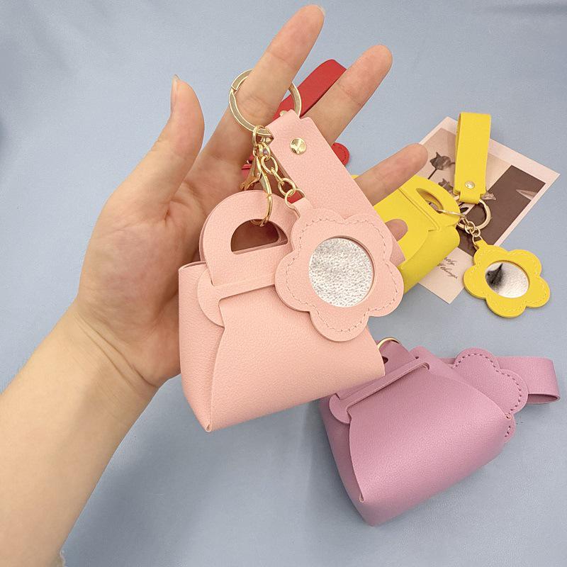 Korean PVC Leather Mini Flower Keychain Bag & Earphone Case