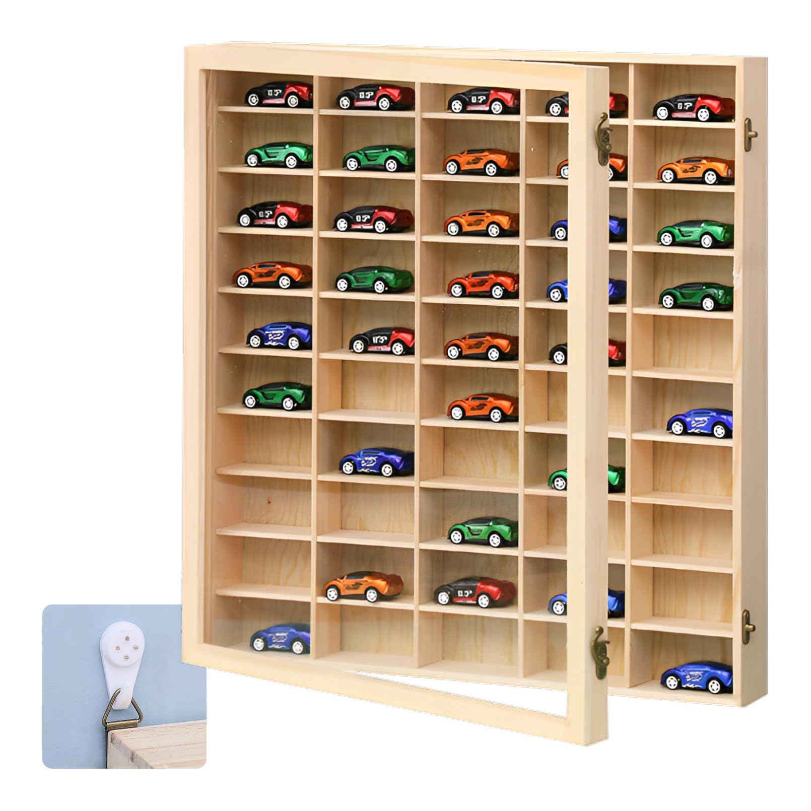 

heizi Mini Car Case, Tomica Storage, Wall-Mounted 1/64 Scale Mini Car Display (50 Cars)