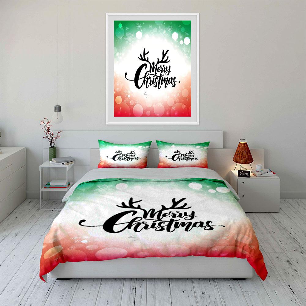 Merry Christmas Antler Design Bedding Duvet Cover Set Duvet Cover Pillowcases (1*Duvet Cover 2*Pillowcases, Without Duvet Insert)