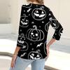 Women's Fashion Casual Print Button-down Shirt 3/4 Long Sleeve Tops