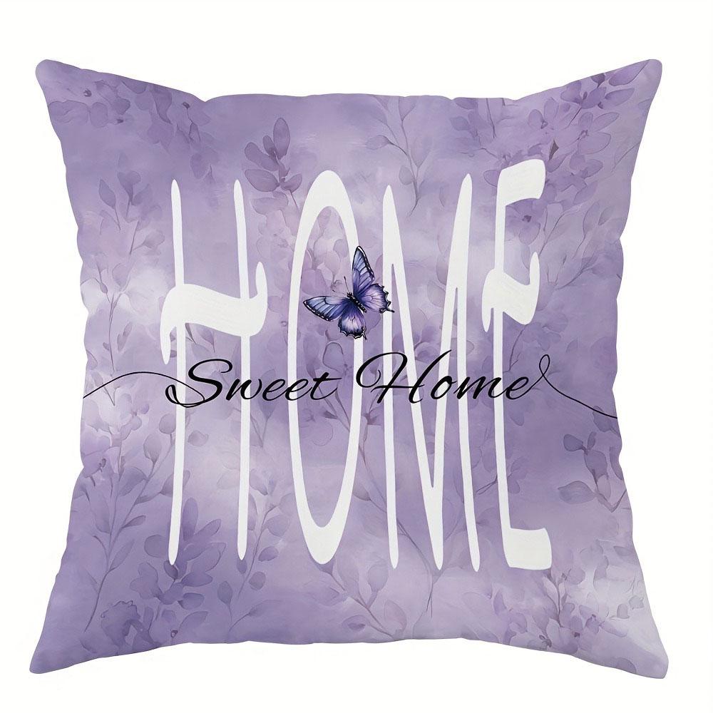 Purple Butterfly Pattern Home Decor Pillowcase Bedroom Living Room Sofa Decoration Polyester Cushion Cover With Zipper