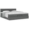 Ottoman Bed with Mattress Dark Grey 200x200 Cm Fabric