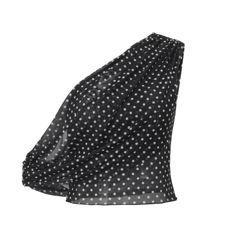 

European & American Women s Autumn 2025 One-Shoulder Polka Dot Chiffon Irregular Vest - Sexy & Chic Style Extra Large чёрный