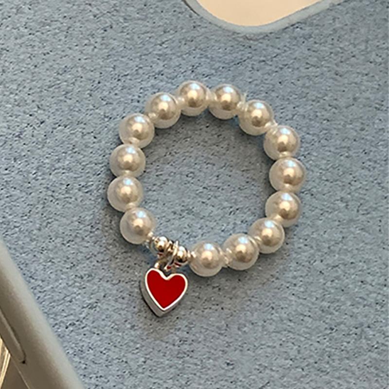 

Кольцо Foxanry с жемчугом и бисером для женщин и девочек, новая мода, креативный красочный кулон в виде сердца любви, ювелирные изделия на день рождения, подарки 17mm серебряный