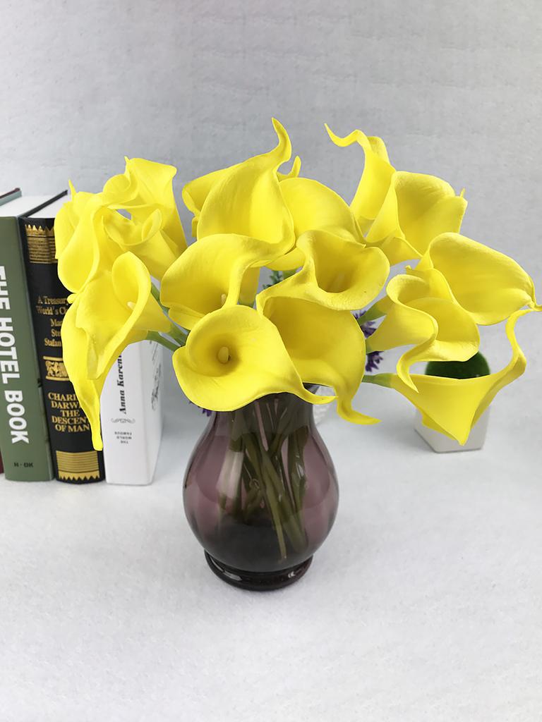 10 Pieces Real Touch Calla Lily Artificial Flowers White Wedding Bouquet Bridal Shower Party Home Flower Decoration Fake Flowers