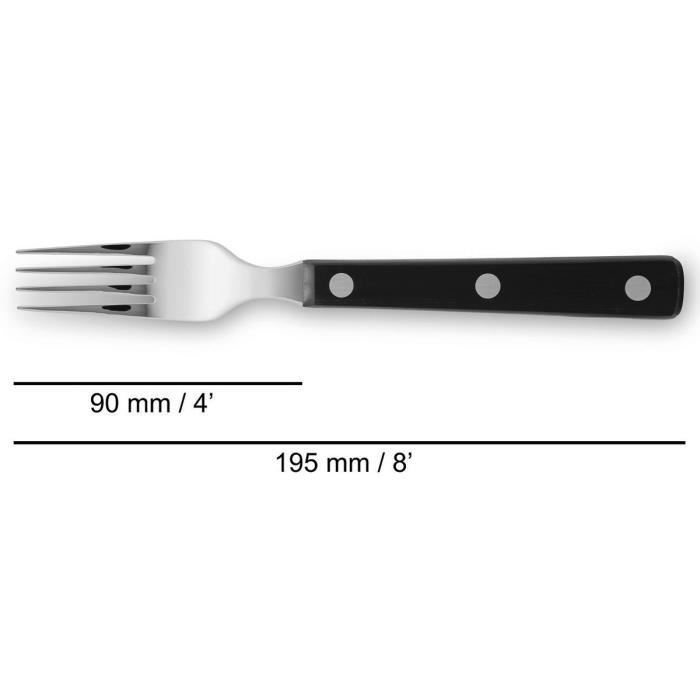 Fourchette À Steak - ARCOS - Steak Basic - Acier Inoxydable - Polyoxyméthylène Noir - 195 Mm