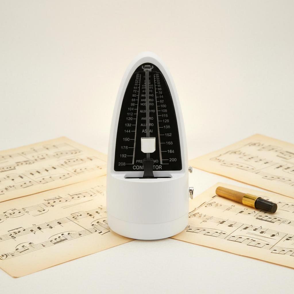 Mechanical Metronome Cylindrical Design Loud Sound Metal Movement for Tempo Practice Room