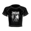 Women T-shirt Round Neck Short Sleeve Printing Cropped Tops Navel Exposed Tops Soft Breathable Tee Shirt