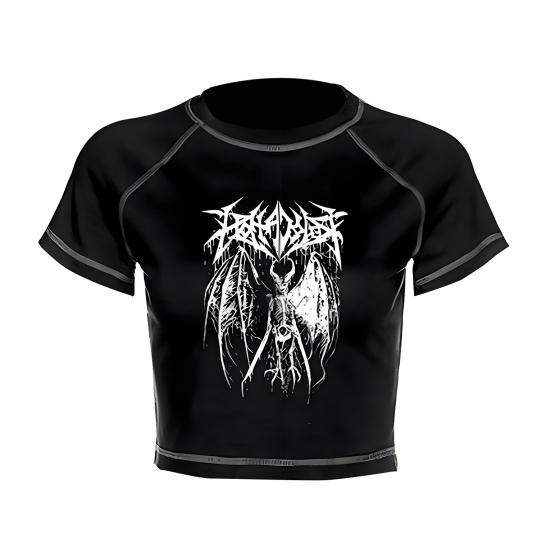 Women T-shirt Round Neck Short Sleeve Printing Cropped Tops Navel Exposed Tops Soft Breathable Tee Shirt