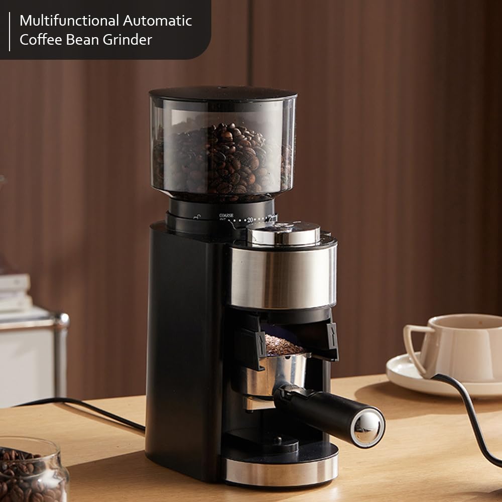 Hosioe Electric Burr Coffee Grinder, Adjustable Automatic Conical Burr Mill, Coffee Bean Grinder with 25 Grinding Settings, 2-12 Cup Capacity, French