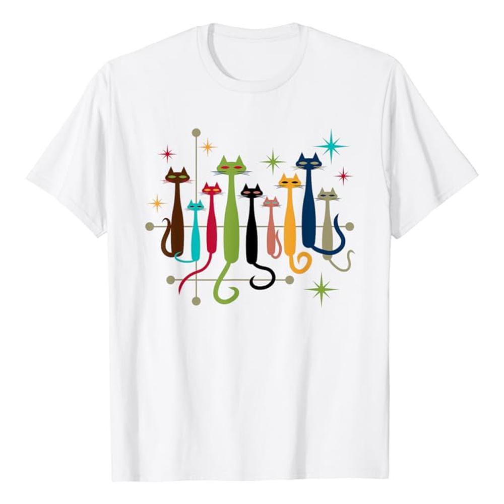 

Футболка Ван Гог Звездная ночь Кот Хип-хоп 100% хлопок Уличная одежда Новая мода Повседневные топы Футболки Классический крой Любитель кошек Вырез 51314 4XL