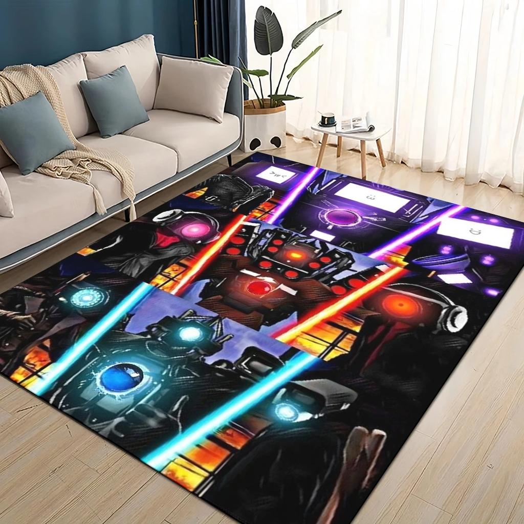 Tappeto Tappeto 3D Skibidi Toilet Speakerman Cameraman TVman per Soggiorno Camera da Letto Casa Decorazione Divano, Tappetino Antiscivolo per Bambini