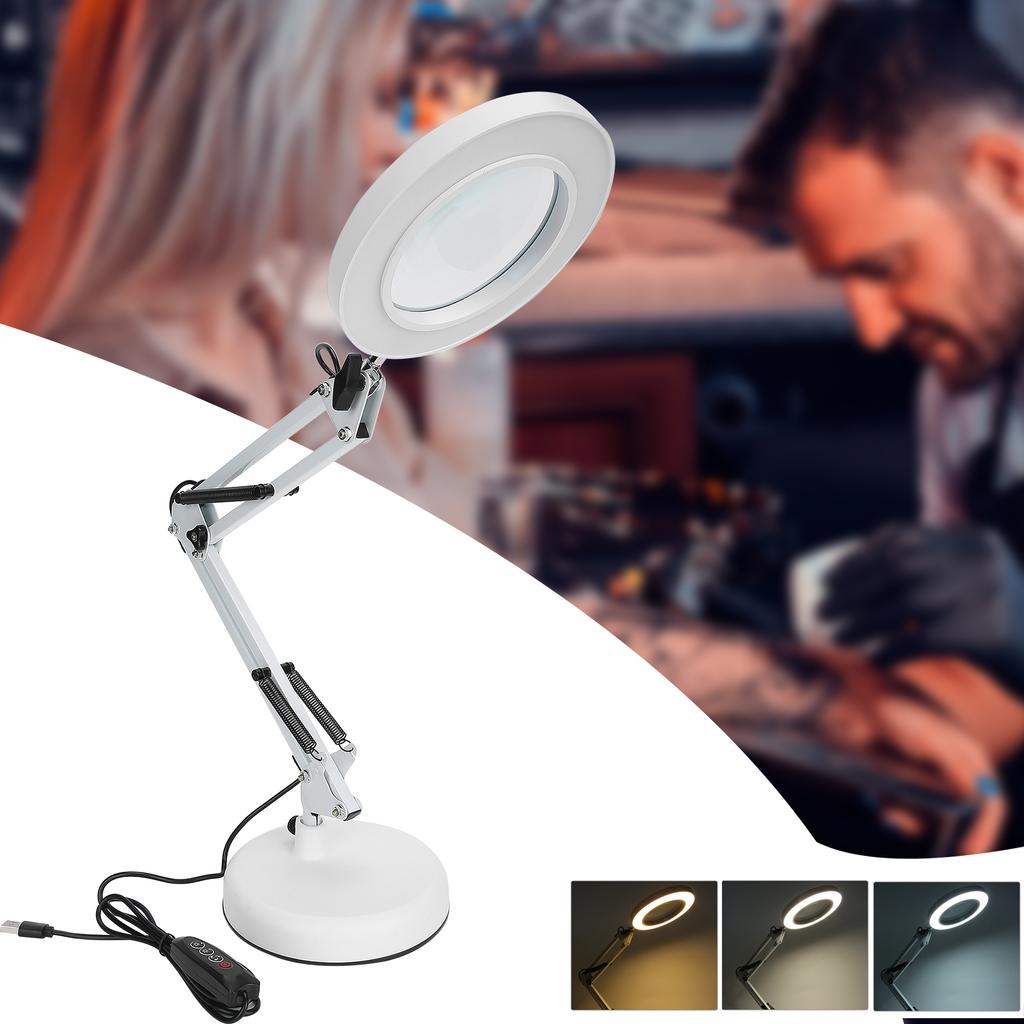 5X Magnifying Glass Lamp LED Chips with USB Interface 3000‑6500K for Manicure Tattoo Using
