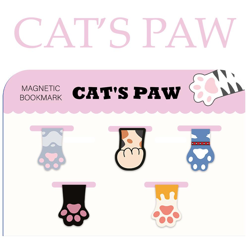 4pcs Cat World Magnetic Bookmarks Set, Cute Cat Cartoon Design Page Clips Book Marker, Unique Reading Gift Stationery