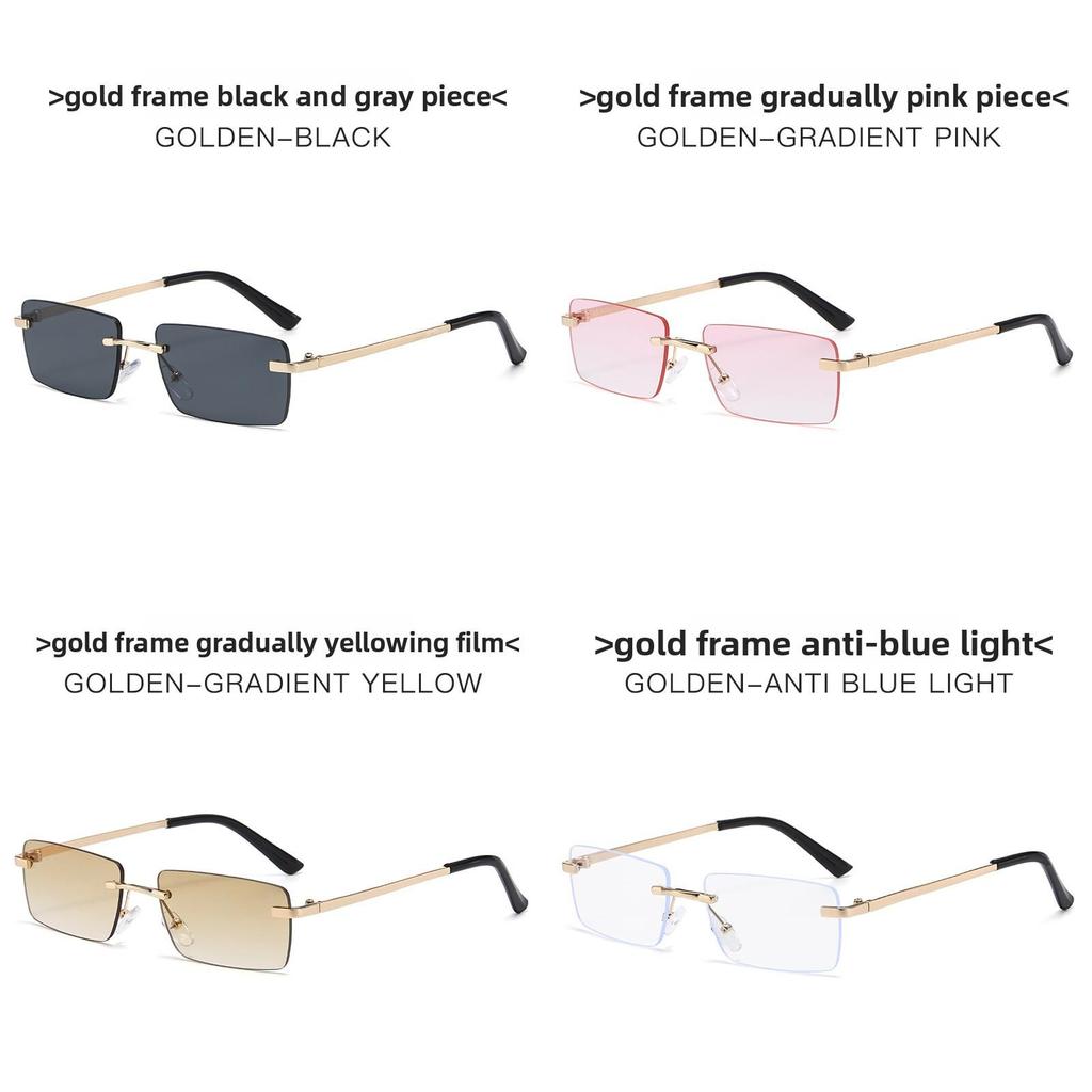 Fashion Unisex Square Frameless Sunglasses With Uv400 Protection For Summer Outings And Parties