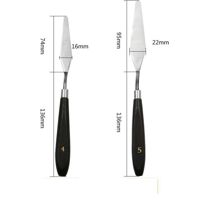 5pcs Painting Knife Spatula Palette Stainless Steel Arts Drawing Blades Kits Gouache Paint Craft Supplies for Artist Canvas