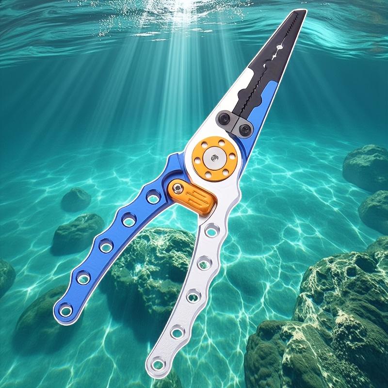 1 pz Mini Pinze da Pesca in Alluminio con Meccanismo di Blocco , Strumento Portatile Multifunzionale Adatto per Esche, Filo e Ami