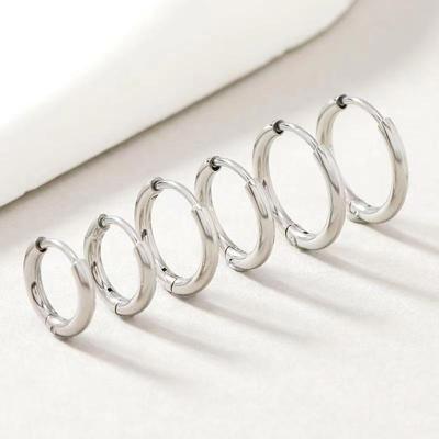 Stainless Steel Electroplated European & American Fashion Round Wire Earrings