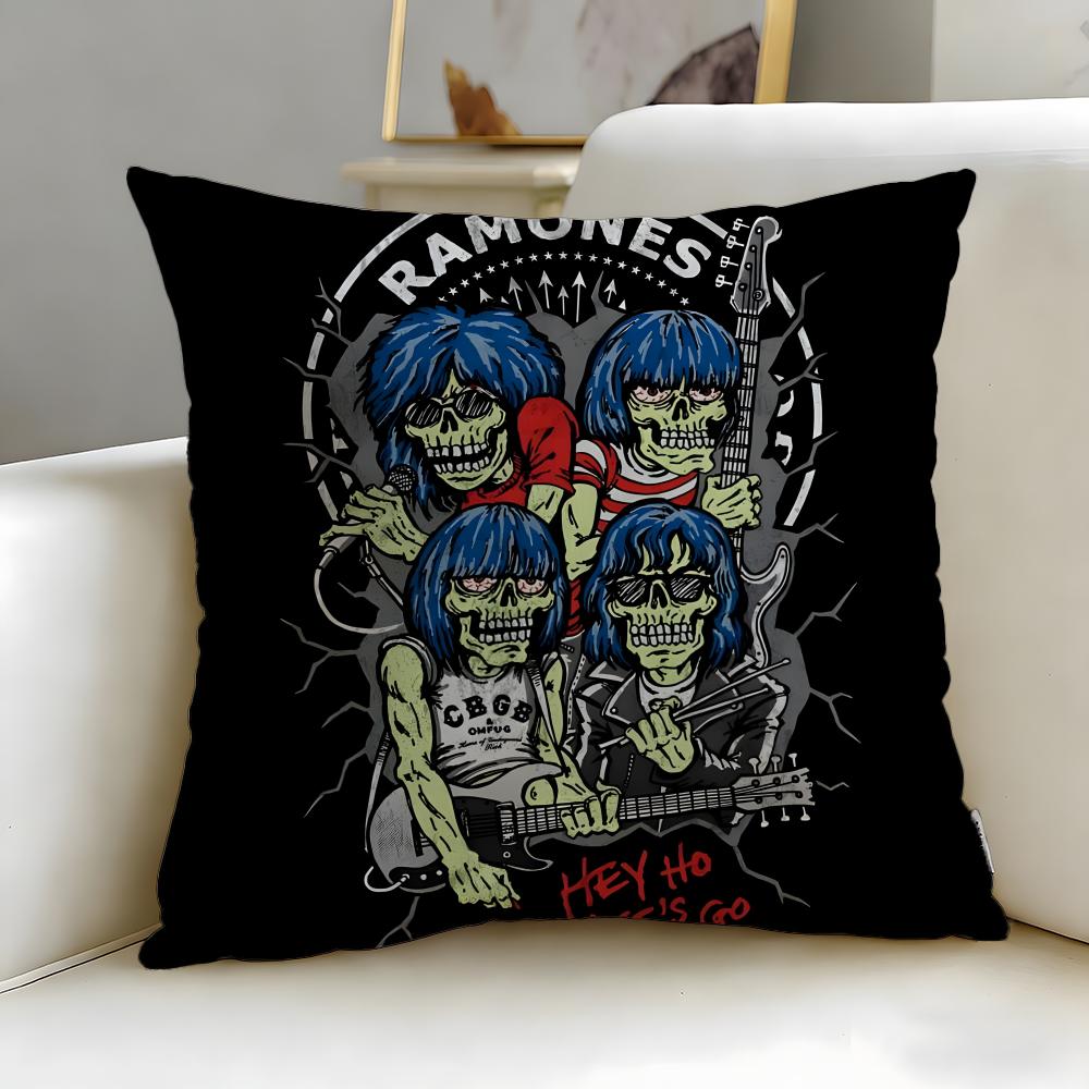 classic band Ramones Cushion Cover Soft & Easy-Wash Pillow Case – Versatile for Couch, Bed, Travel and Office