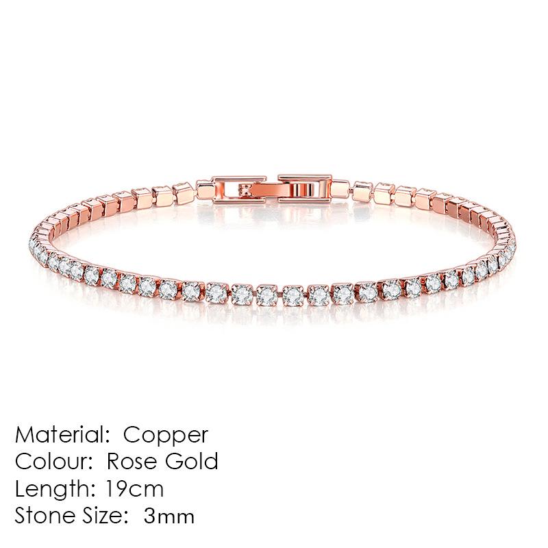 Women's Gold-Plated Zircon Tennis Bracelet - Full Diamond Design, Model S5650