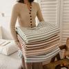 Stripes 100% Cotton Summer Blanket Bed Gentle Skin Friendly Queen Quilt Summer Air Conditioner Lightweight Comforter Breathable