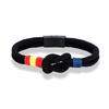 Herren Damen Spanien Flagge Doppelte Kordel Nautisches Seil Armband Gebürsteter Schwarzer Edelstahl Magnetverschluss Zubehör