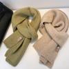 Wool Blended Knitted Solid Color Wool Couple Small Scarf Korean Style Thickened Warm Versatile Scarf
