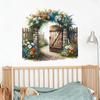 Fairy Tale Garden Wooden Door Wall Sticker for Kids Room Background Decal