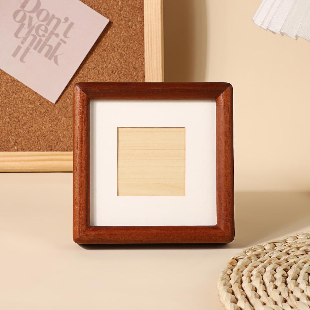 

Black Walnut Mini Square Rounded Solid Wood Frame for Tabletop & Wall - Photo/Calligraphy Display As shown