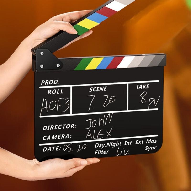 Movie Clapperboard Dry Erasable for Directors and Filmmakers Acrylc Video Scene Clapper Board 10x12Inch Black