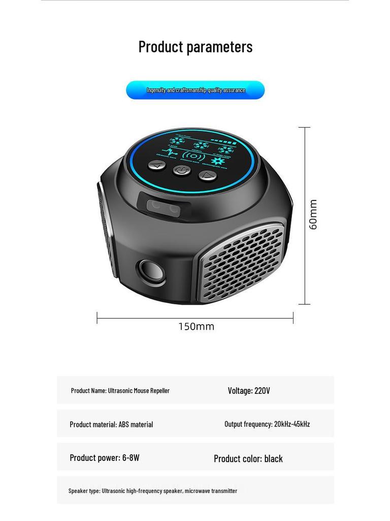 High-Power Ultrasonic 360° Indoor Mouse and Insect Repeller