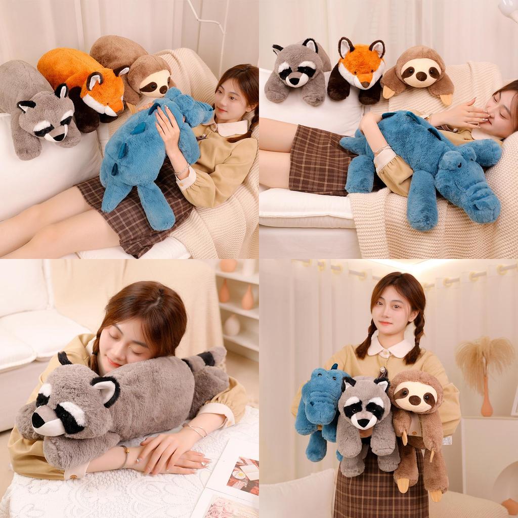 Soft And Cuddly Animal Plush Toy Pillow For Girls Raccoon, Fox, Sloth, Crocodile